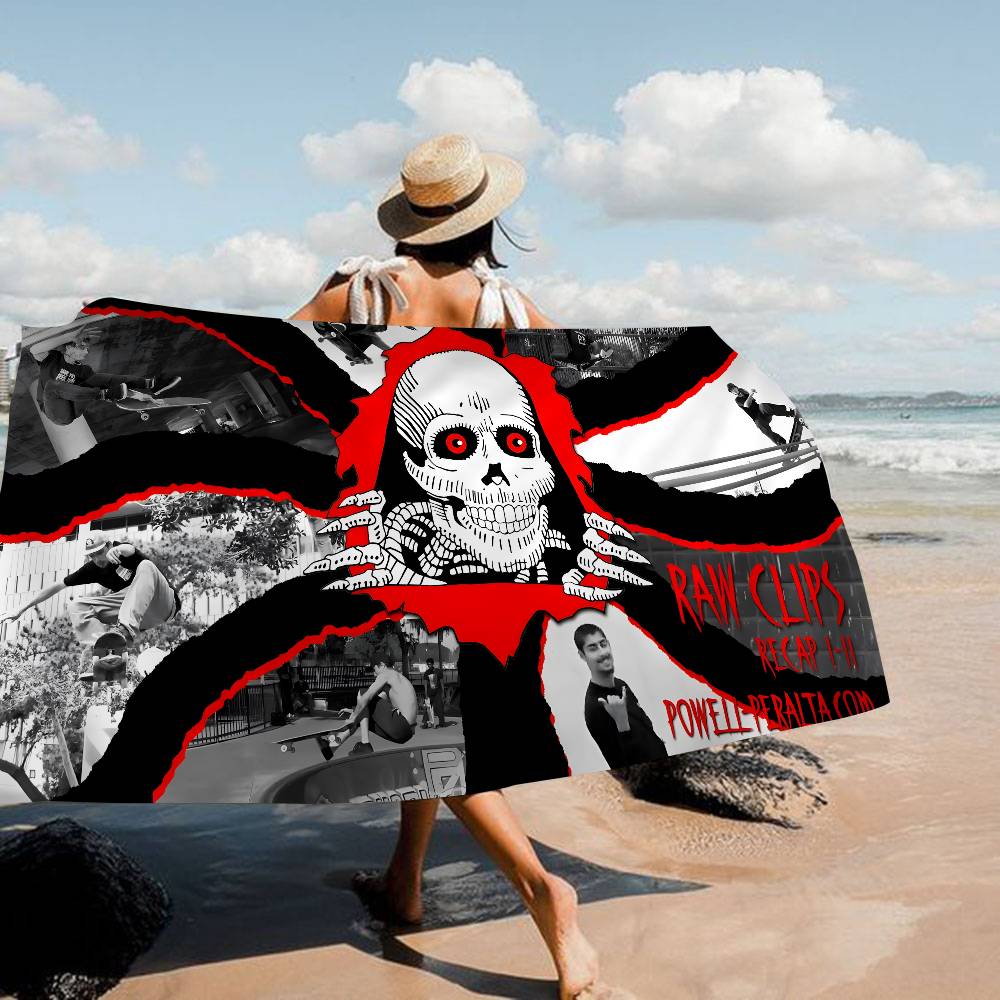 Asciugamani da Spiaggia Grandi in Microfibra con Logo Classico P-Powell P-Peralta Asciugamano ad Asciugatura Rapida Asciugamani da Spiaggia Sabbiosa Asciugamano da Piscina Per Viaggio Nuoto Yoga
