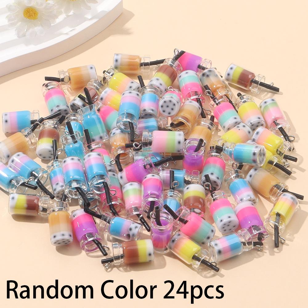 8/16/24 Stück zufällige Harz Milchtee Anhänger, dekorativer Flaschenanhänger, Schmuck Bastelanhänger, DIY Sommer Strand Fußkettchen Armband, Ohrring Schlüsselanhänger