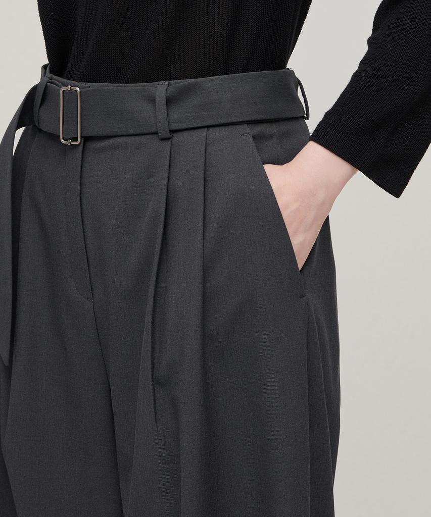 MUSINSA STANDARD WOMAN Women'S Real Wide Belted Slacks [Gray]