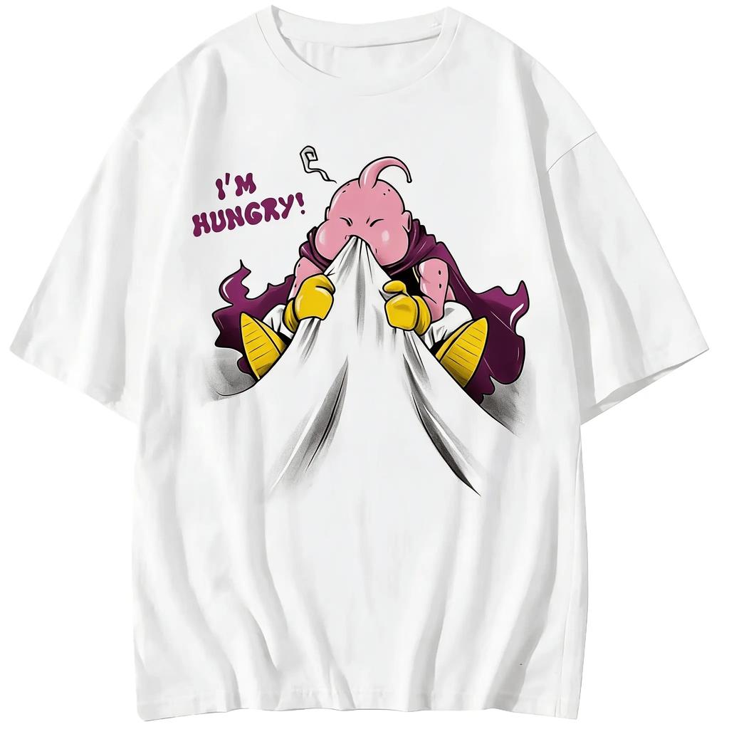 2026 Summer Dragon Ball Majin Buu Vintage Anime Tshirt Unisexs Pure Cotton Casual Loose Sports Daily Top
