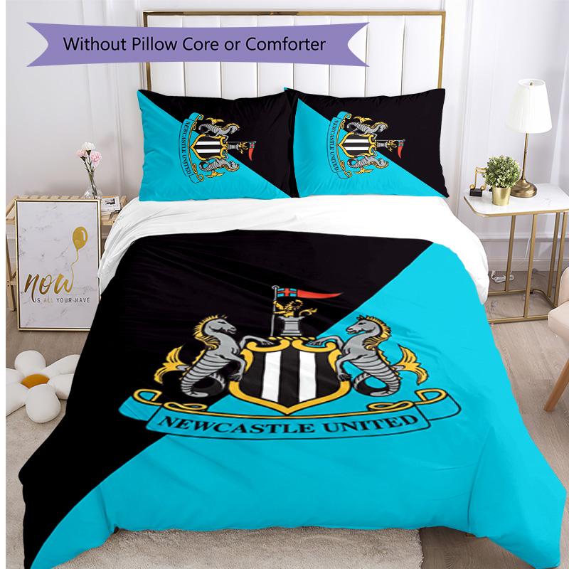 Set Lenzuola Stampato Newcastle United Football 3 Pezzi, Comodo Set Copripiumino per Camera da Letto Amico della Pelle