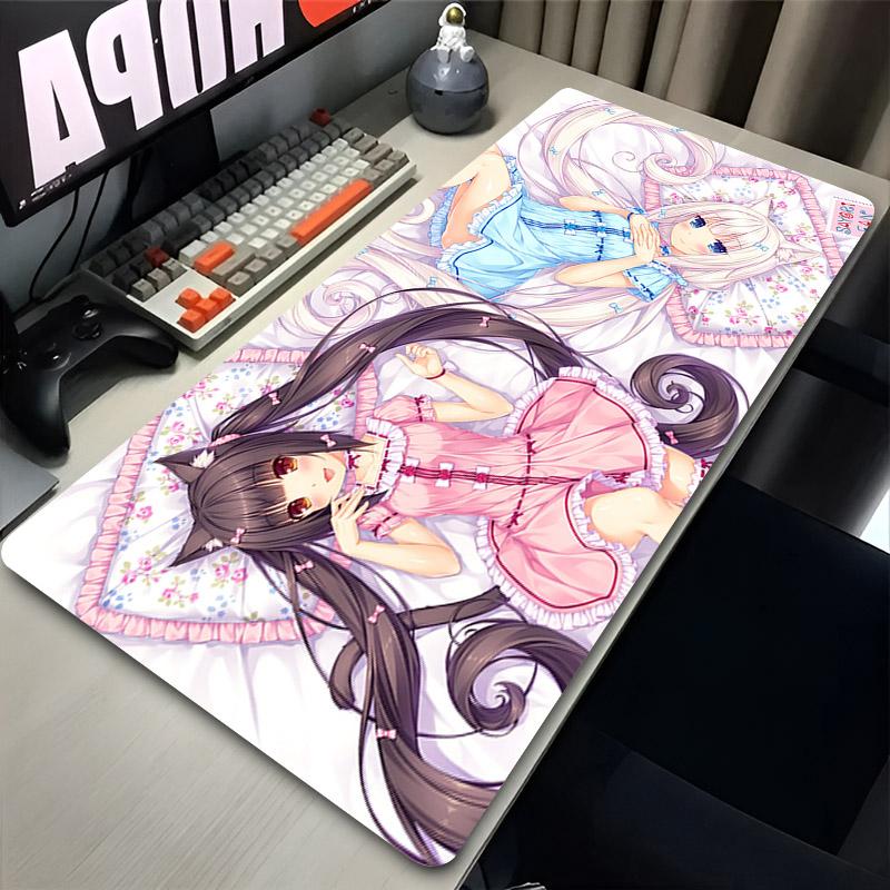 C-Chocola-N-Nekopara Mousepad Anime Girl Pink Desk Mat Keyboard Accessories Gaming Mouse Pad Laptop Extended Office Carpet Mats