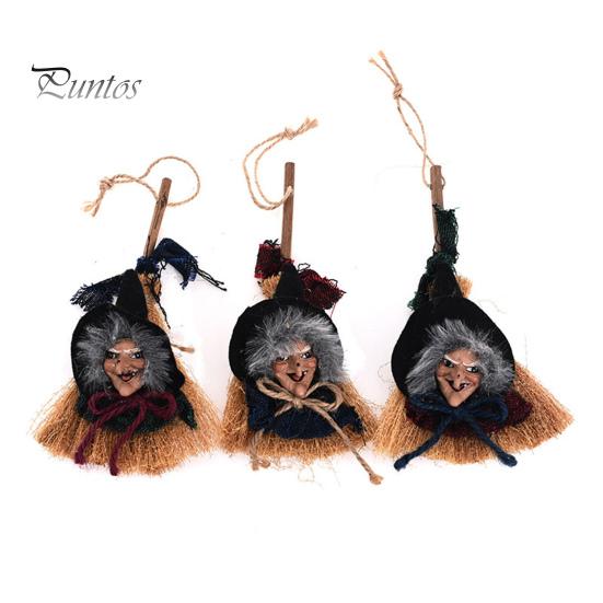 Halloween Witch Pendant Hanging Laughing Witch Broom Decoration Festival Home Decor Party Supply for Spooky Atmosphere