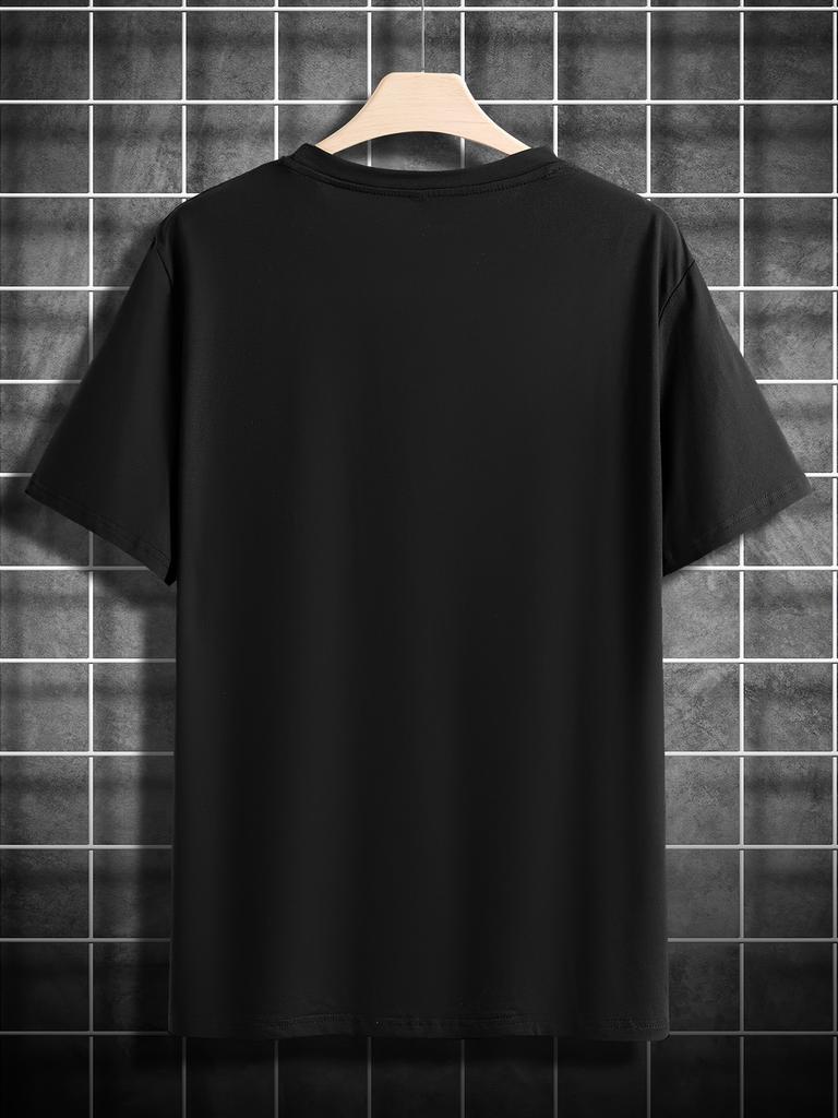 Men's Short-Sleeved Crew Neck T-Shirt -  Blend, Casual Top With Creative Gesture Print - Summer Tee - For Men