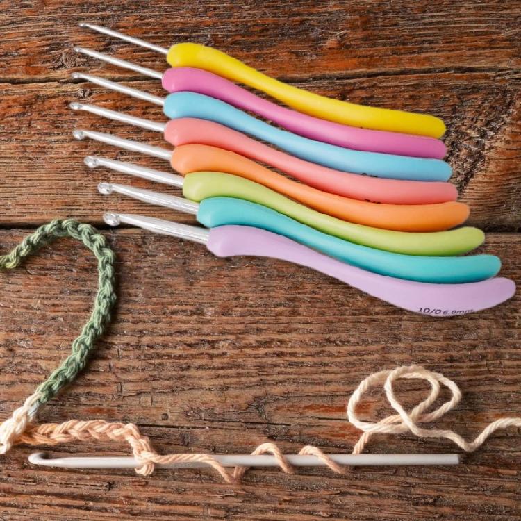 8Pcs Professional Long Handle Crochet Hook, 2.5mm-6mm Ergonomic Crochet Hooks Set, Crochet Needle for Beginner Hobbyist