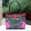 Ethnic Style Double-Sided Embroidery Lace Wooden Beads Vintage Canvas Women's Tote Handbag - Unique Retro Design for Stylish Ladies
