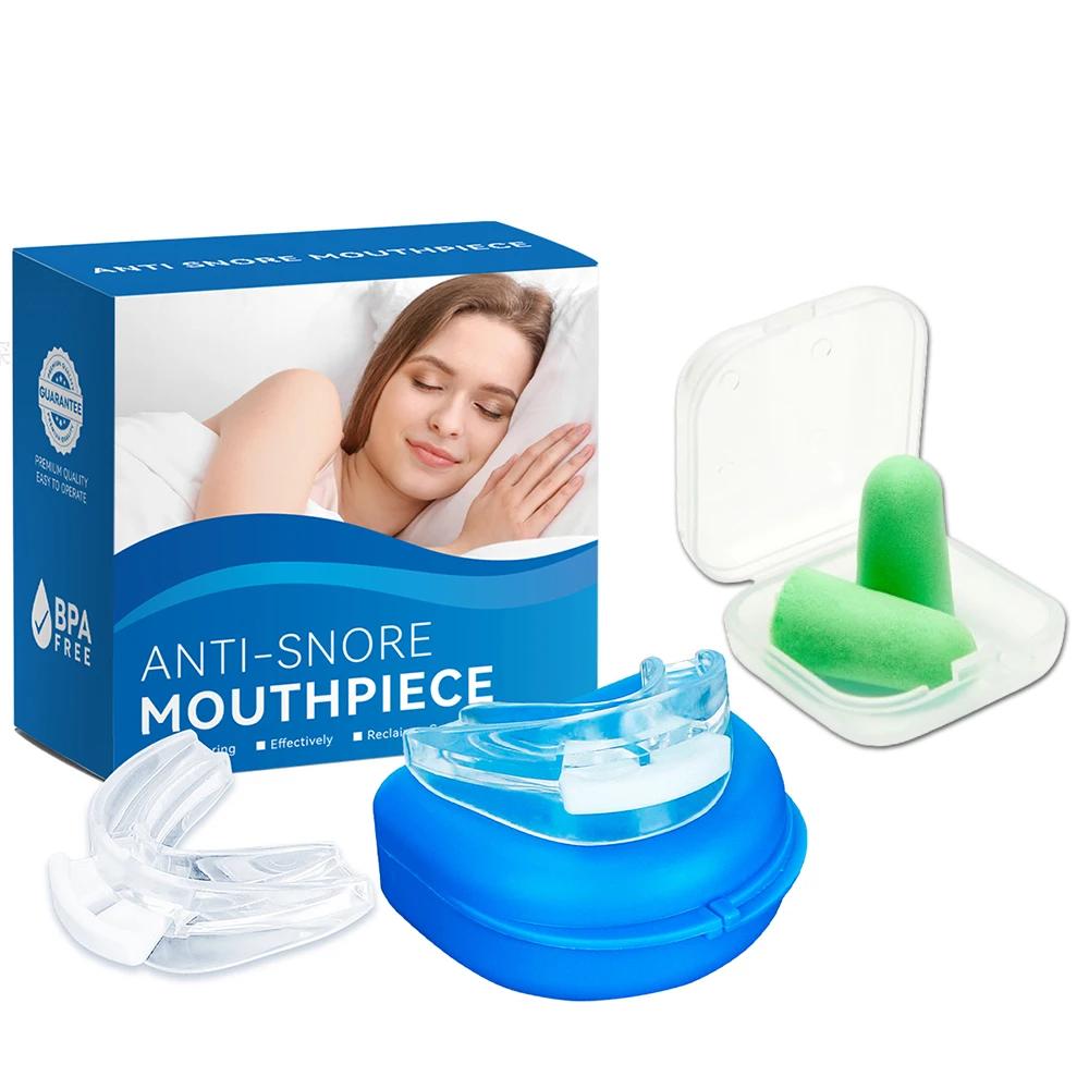 Anti Snoring Silicone Mouthpiece Sleep Earplugs Improve Sleep Anti Teething Grinding Sleep Aid Anti Snoring & Apnea Device