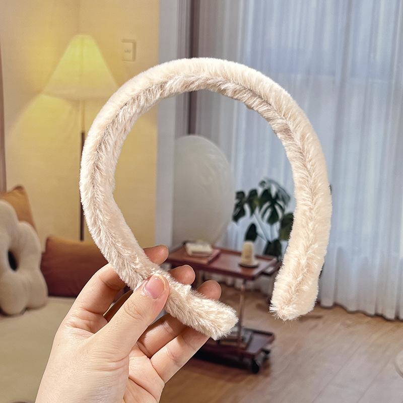Herbst/Winter Damen Einfaches Bonbonfarbenes Plüsch-Stirnband mit breiter Krempe - Niedliches und vielseitiges Haaraccessoire