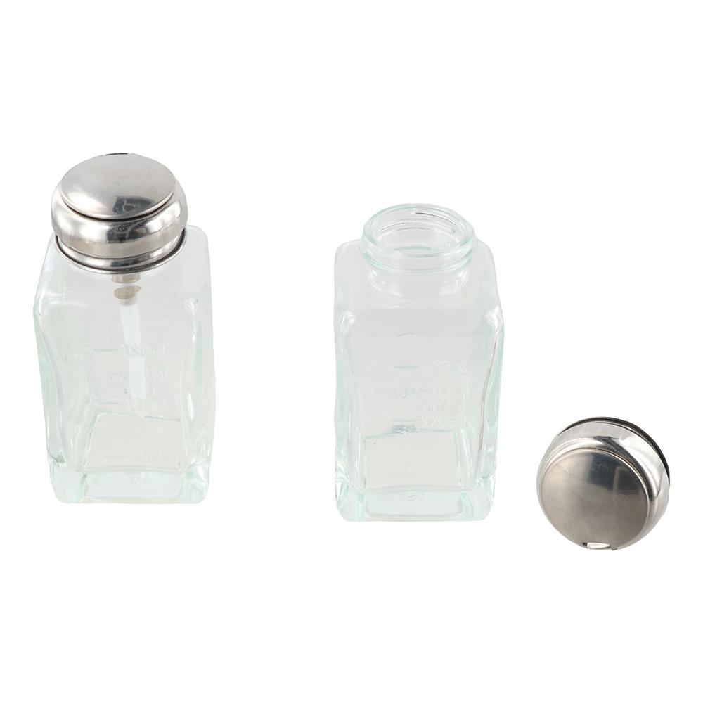 Glass Push Down Pump Dispenser Square Nail Polish Remover Bottle Clear Refillable Bottle Travel