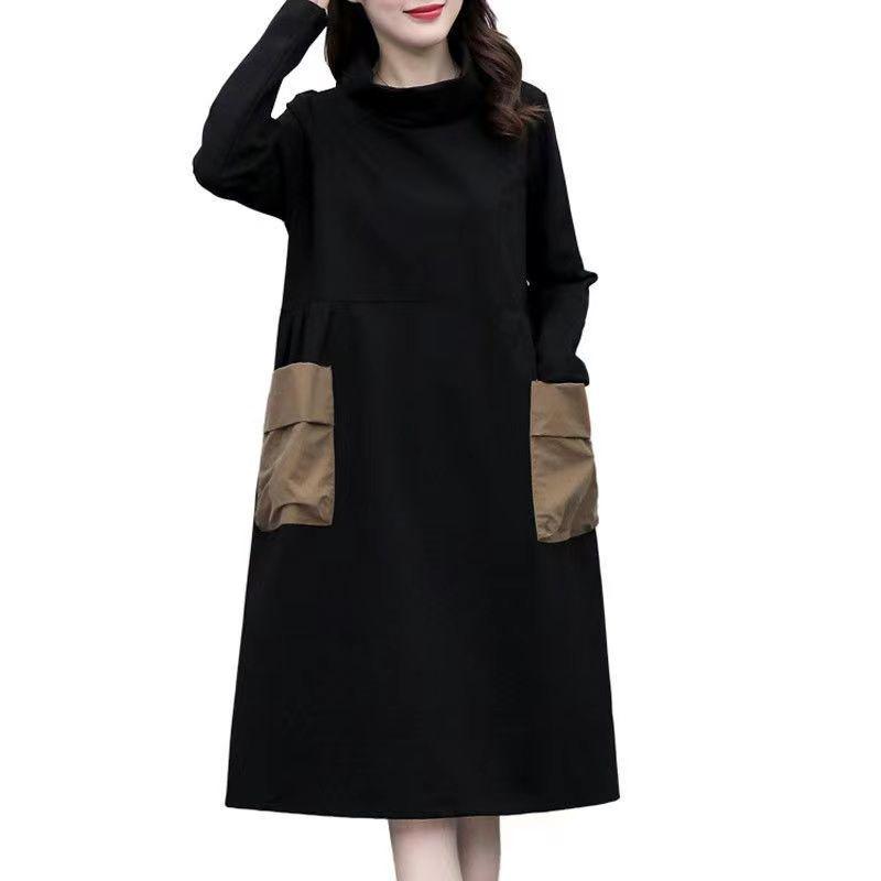 Women s Retro Artistic Hooded Velvet Dress – Knee-Length, Autumn/Winter 2025 Collection 5XL