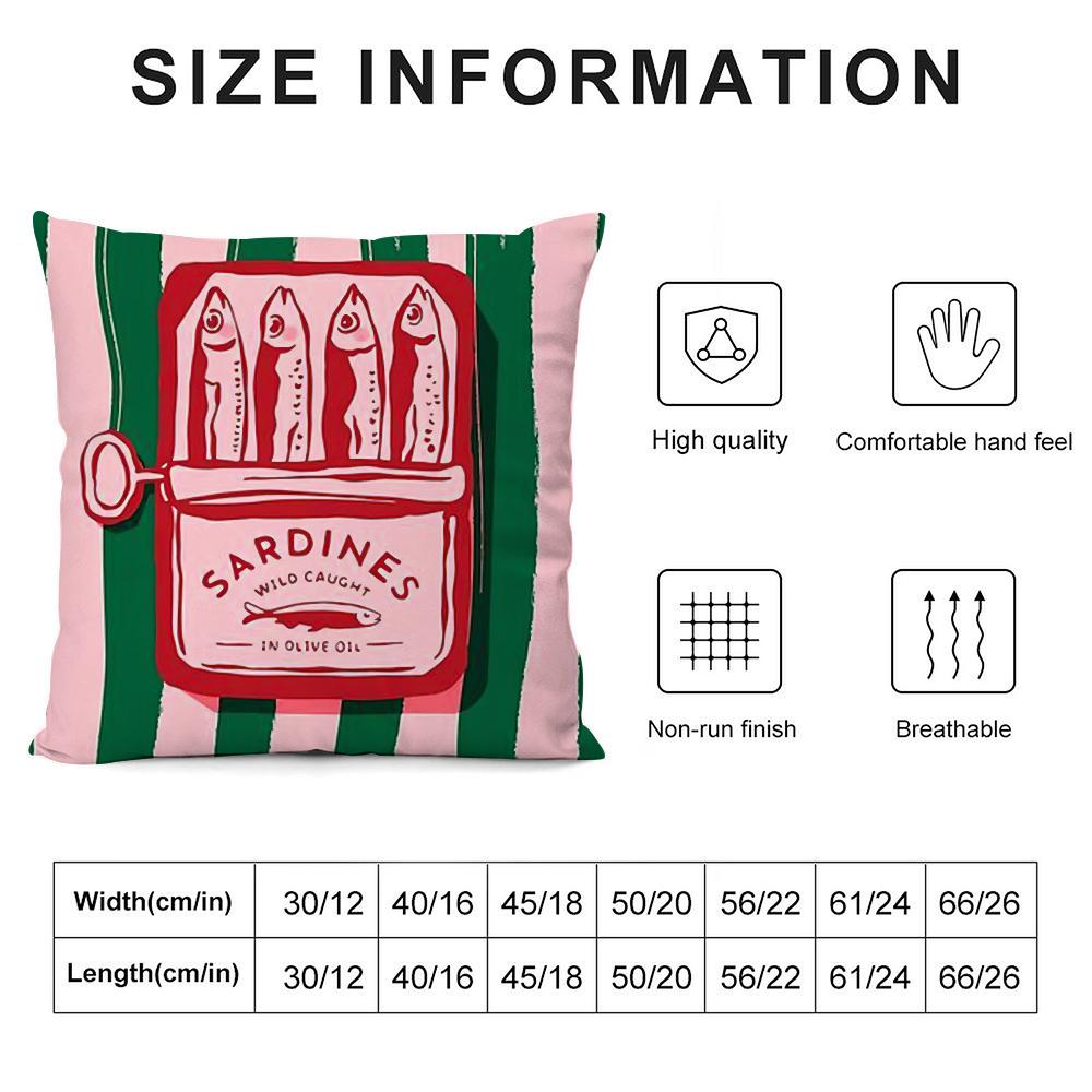 Coastalcharm Sardine Can Cushion Cover Soft Plush Fabric Double-Sided Printed Sofa Cushion Cover For All Seasons Home Decor Gift