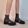 Sheepskin Version~ Niche Retro Thick-soled Round Head Thin Boots Women's Fashion Sports Soft Leather Short Boots Martin Boots Socks Boots