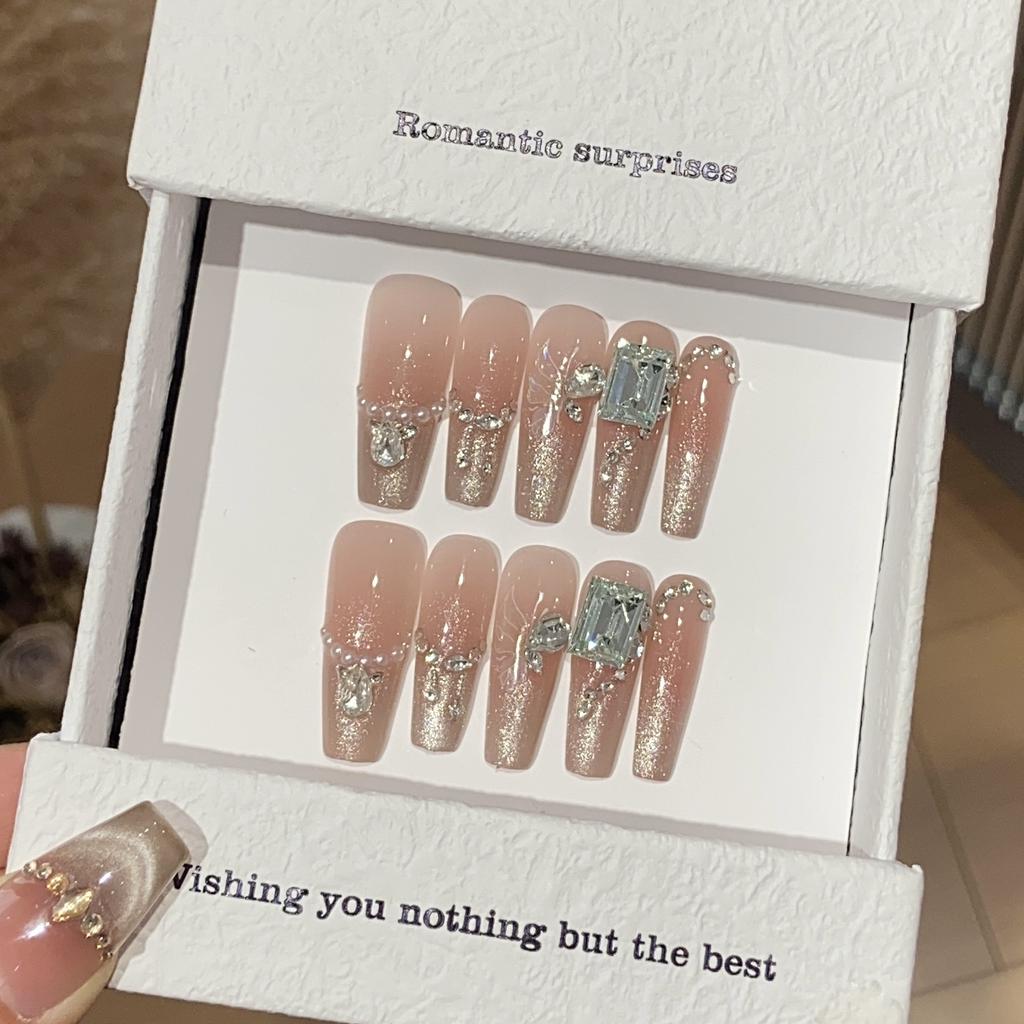 Ice-transparent Fine Flash Gradient French Pearl Pile Diamond Alloy Chain Broken Diamond Heartbeat Aesthetic Patch