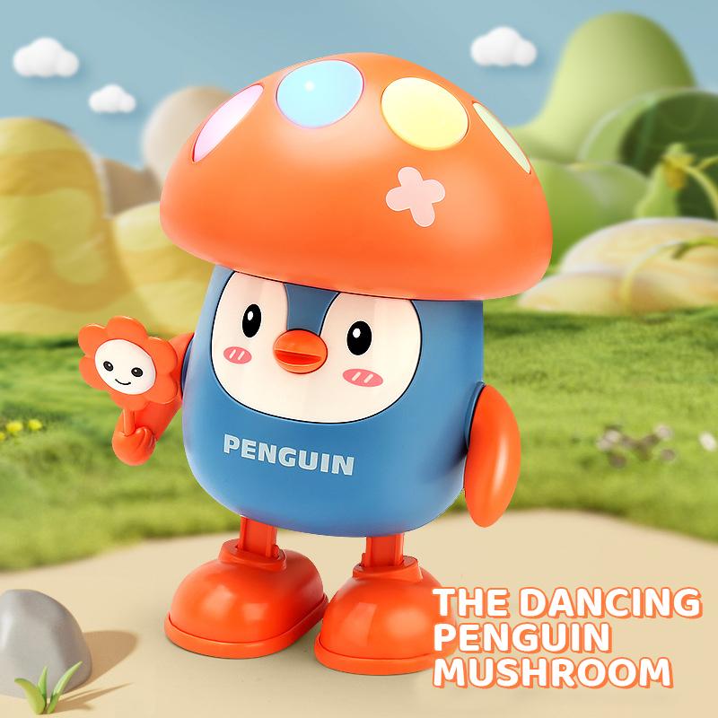 Non-Toxic Recording Tongue Talk Dance Mushroom Baby Electric Penguin With Music Llight Cartoon Doll Sound Light Children'S Education Toys