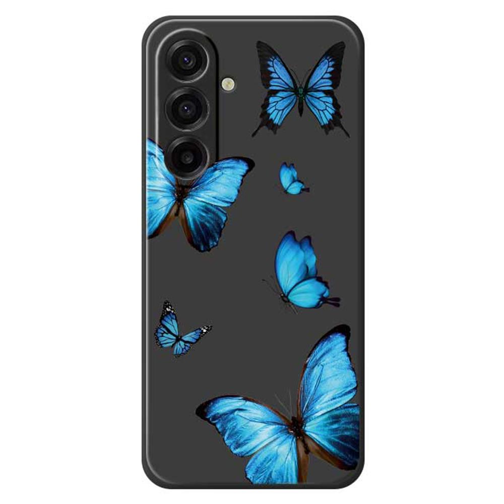 For Samsung Galaxy A17 5G Case Blue Butterflies Pattern Printing Straight Edge TPU Phone Back Cover