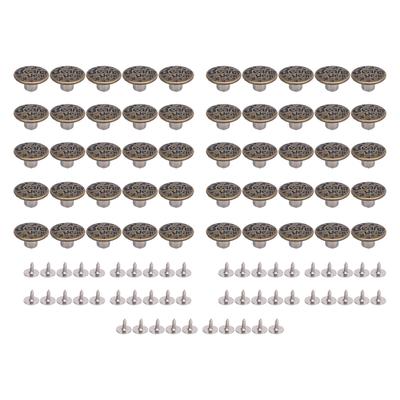 50 Sets Pants Button Pins Stainless Steel 17mm Star Letter Pattern Buttons and 2x6.5mm Pointed Crossed Iron Screws