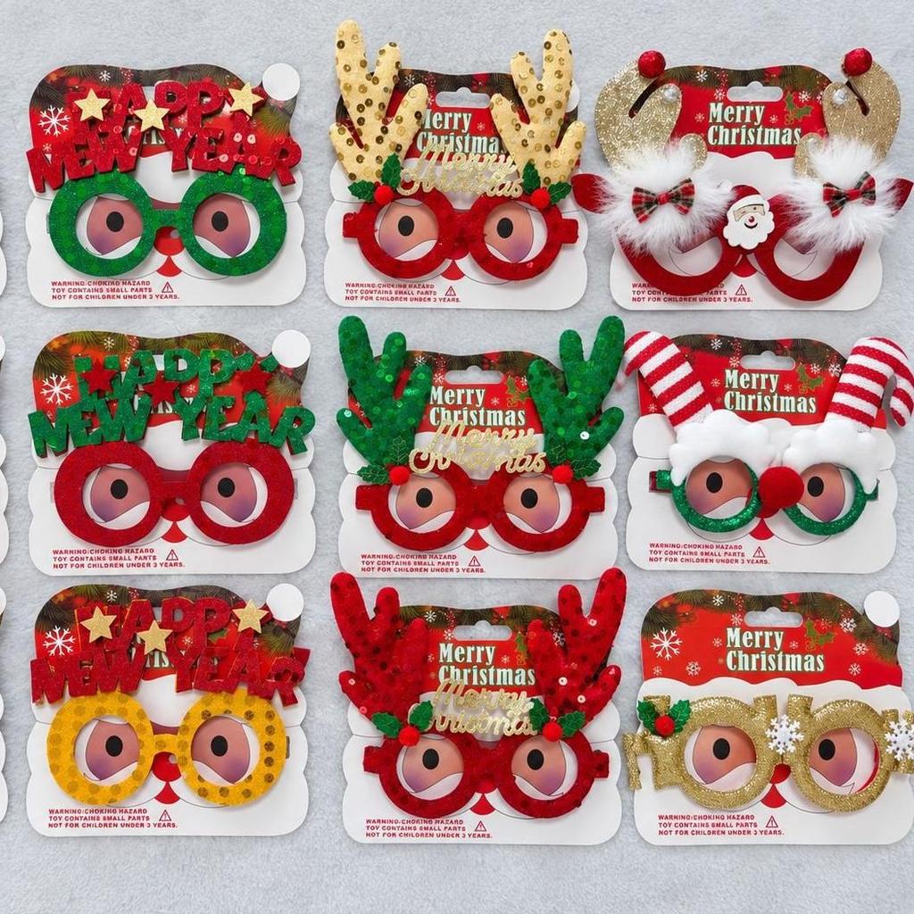 Christmas Plastic Glasses Frame, Merry Xmas Party Costume Eyeglasses, Funny Photo Booth Props, Christmas Decorations for Adults and Kids