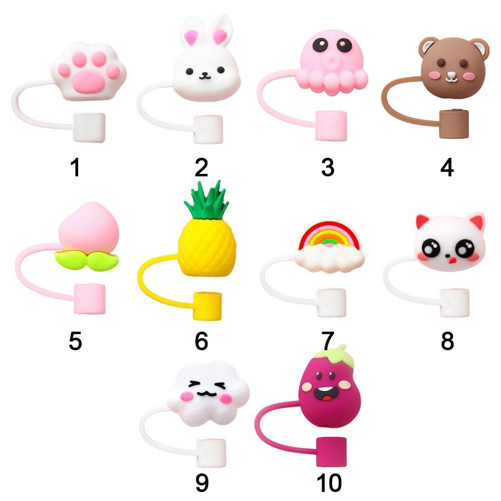 Airtight Silicone Straw Plug Cup Accessories Plugs Tips Cover Cartoon Straw Tips  Outdoor