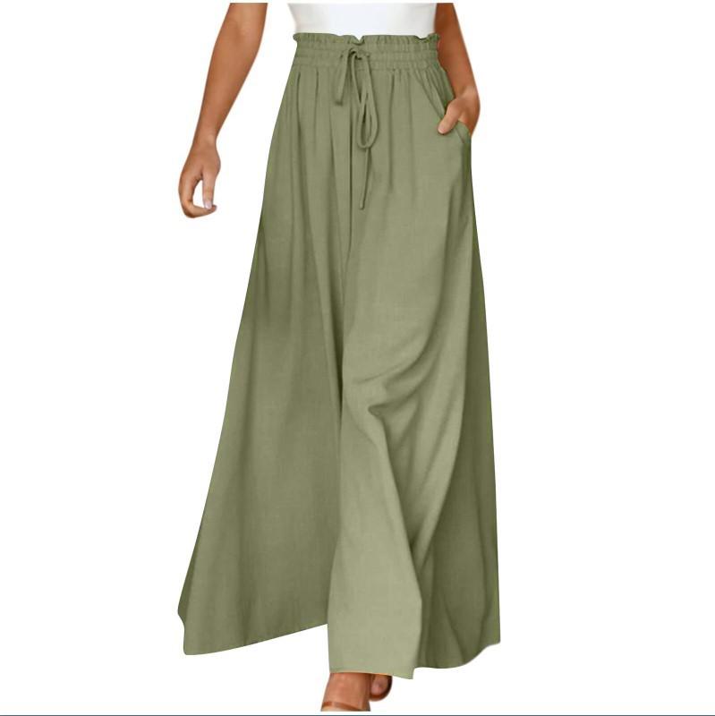 2026 European and American Cross-border Summer New Women's Clothing Wide-leg Trousers Elastic Belt Wide-leg High-waisted Long Culottes Women