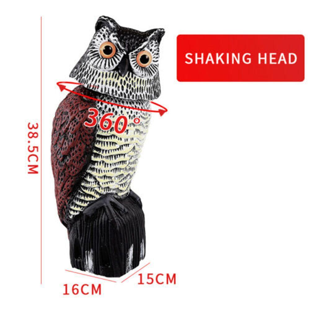 Plastic Nighthawk Sculpture Birds Repellent With Rotating Head Pest Control Fake Owl Decoy Outdoor Bird Deterrent