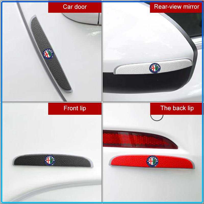 4 Peças Tira Anticolisão para Porta de Carro Adesivo de Proteção para Espelho Retrovisor Para Alfa Romeo 147 159 156 Giulietta Giulia Mito Spider Alpha Apoio de Cabeça