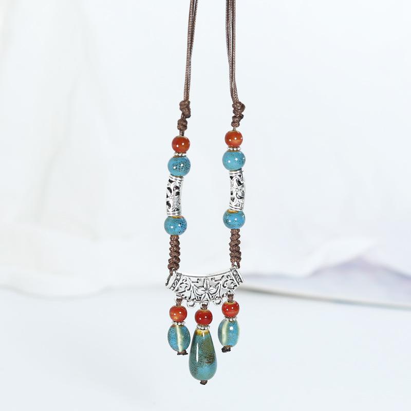 Женские керамические кулоны в ретро-богемном стиле, аксессуары для ювелирных изделий, регулируемое ожерелье