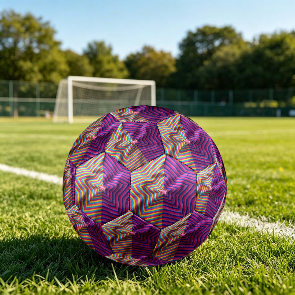 1pc Colorful Star Theme Soccer Ball Football, Size 5, Lightweight PVC, Outdoor Training Soccer Ball,Gift J6146