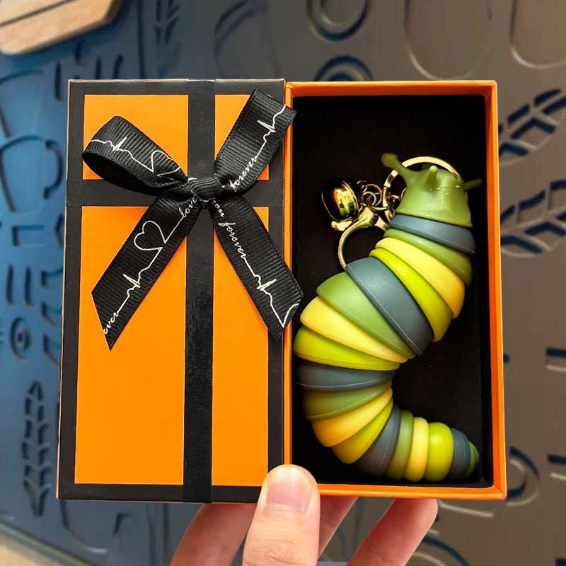 Colorful Caterpillar Slug Keychain: Stress Relief & Educational Toy for Kids