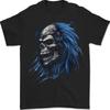 Evil Blue Skull With Blue Hair Heavy Metal Mens T-Shirt 100% Cotton