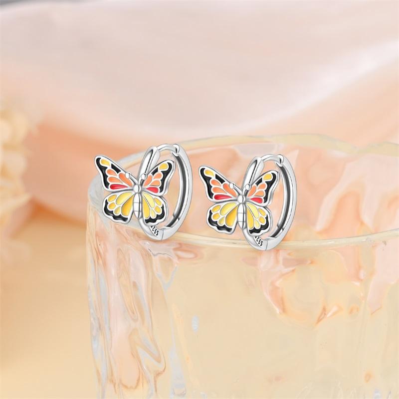 New In 925 Sterling Silver Butterfly Stud Earrings for Women Girl Ear Studs Fine Jewelry Fashion Luxury Anniversary