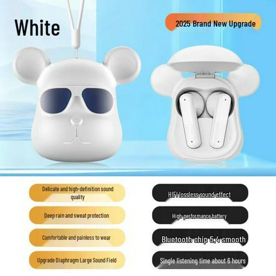 2025 Violent Bear Bluetooth Earphones: Wireless, Mini, High Quality, Long Battery Life, T58 Gift Ornament