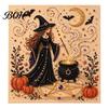 Jesienna Dekoracja Świąteczna Halloween Sztuczna Perła Artystyczna Zestaw DIY, Zestaw Rękodzieła Haftu Koralikowego 3D, Straszny Ręcznie Robiony Duch Dynia Koza Wiedźma Sztuka na Ścianę, Sezonowy