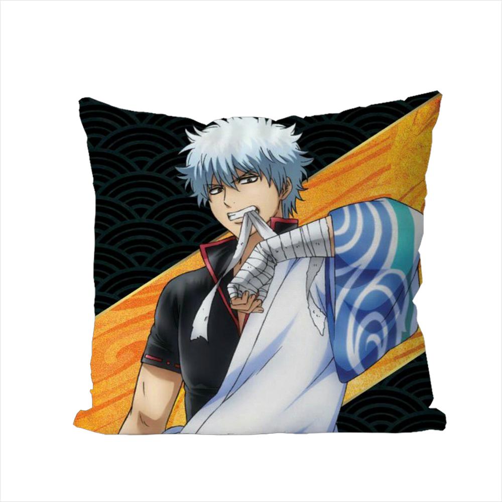 Gintama Animationskissenbezug für Auto Sofa Dekoration Zuhause Zweiseitiger Druck Plüsch Quadratisch Wurfkissen Kissenbezug