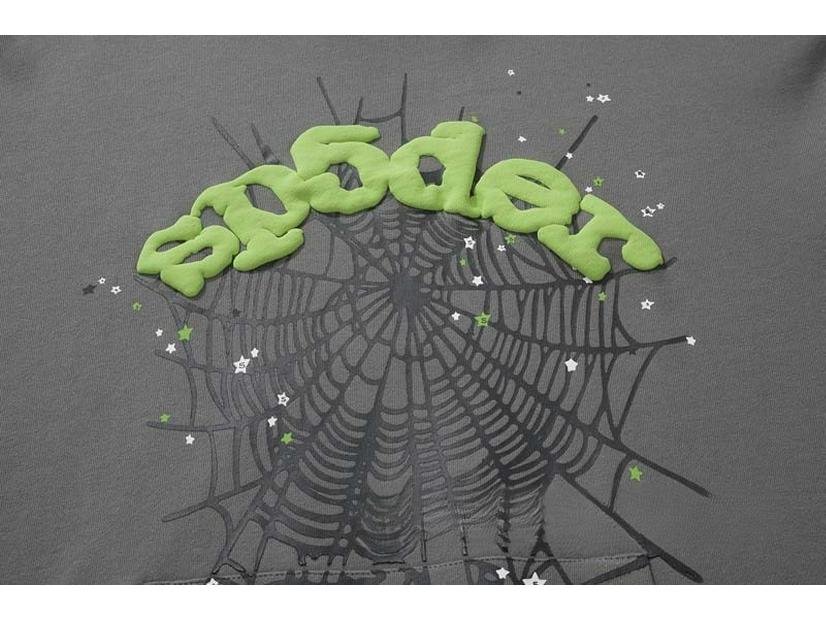 Sp5der 555555 Unisex Spinnennetz-Hoodie mit Schaumstoff-Schriftzug