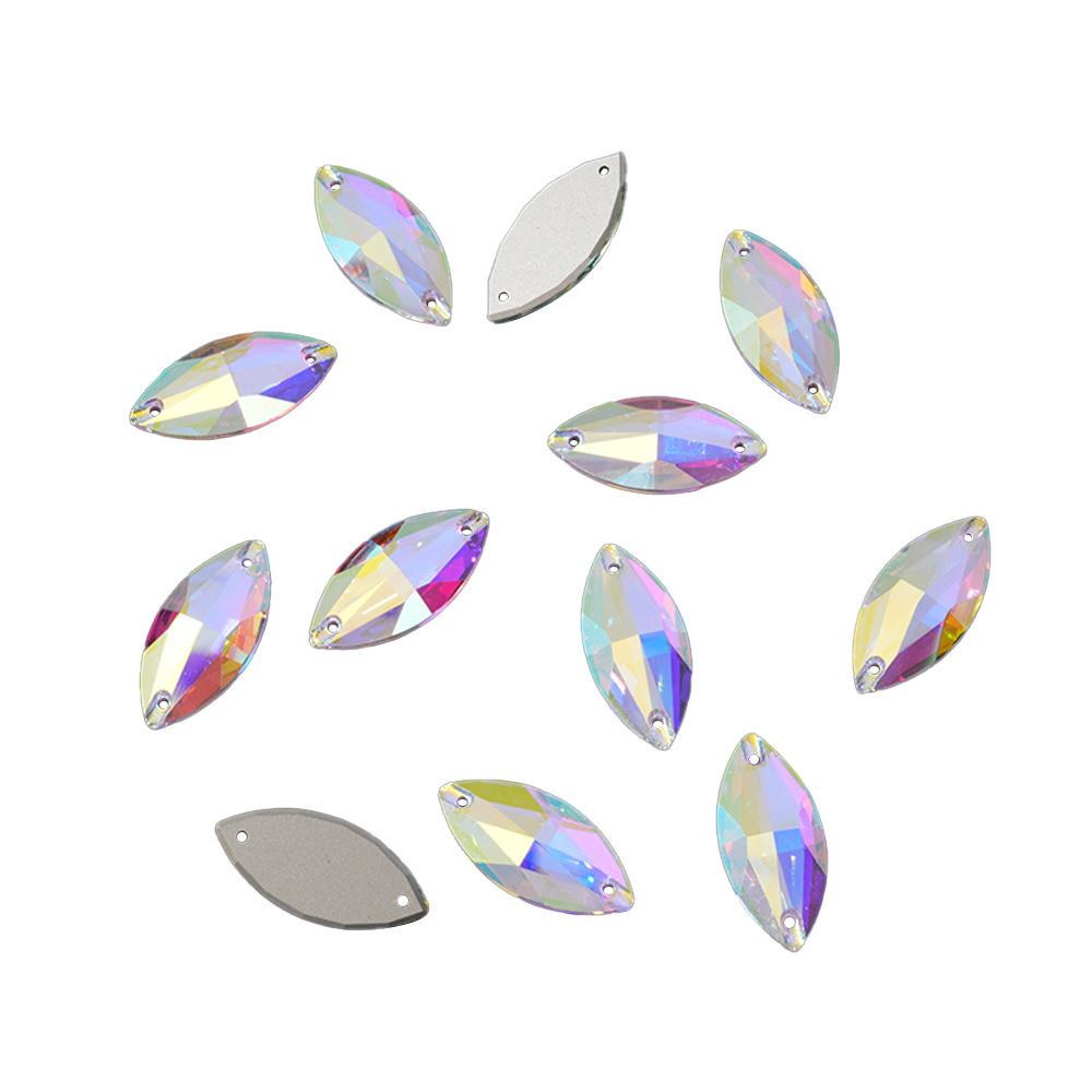 K9 Weichen Koń Kształt Oka Płaskie Dno Szklany Ręcznie Szyty Wiertło, Biały Ab Kolorowy Diament Diy Kryształowy Diament