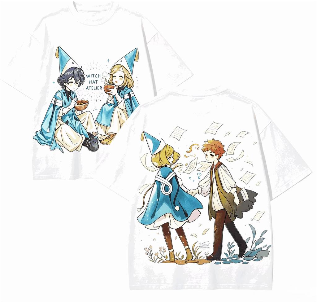 Hot Sale Witch Hat Atelier Double Side Anime Graphic T-Shirt Y2k Unisex Harajuku Hip Hop Tee Streetwear Cotton Casual T-Shirt
