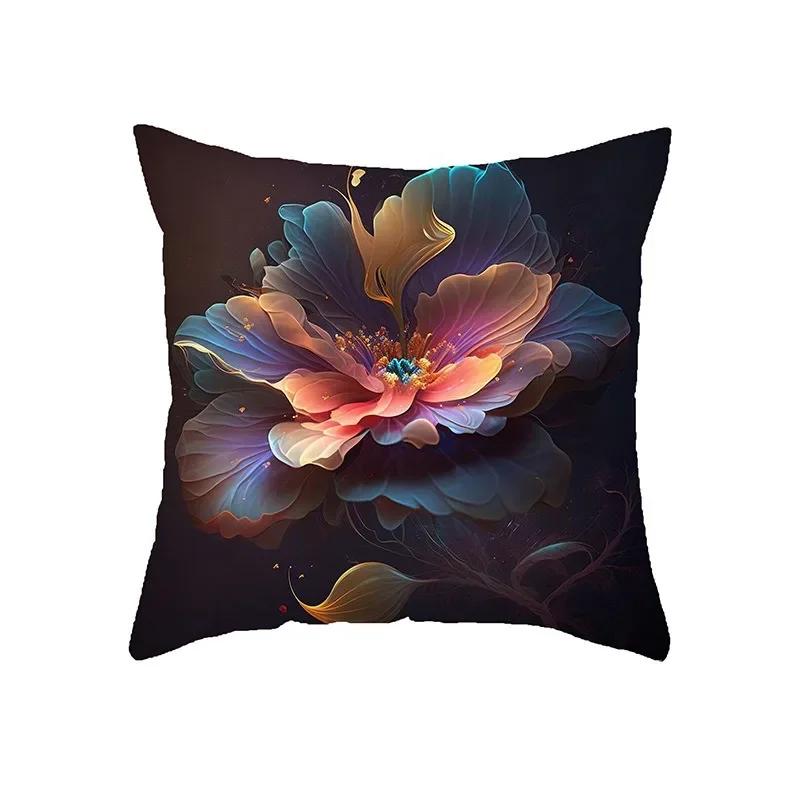 

Luxury Home Decoration Cushion Cover Illustration Style Exotic Flower Print Office Sofa Cushion Cover 66x66cm оранжевый