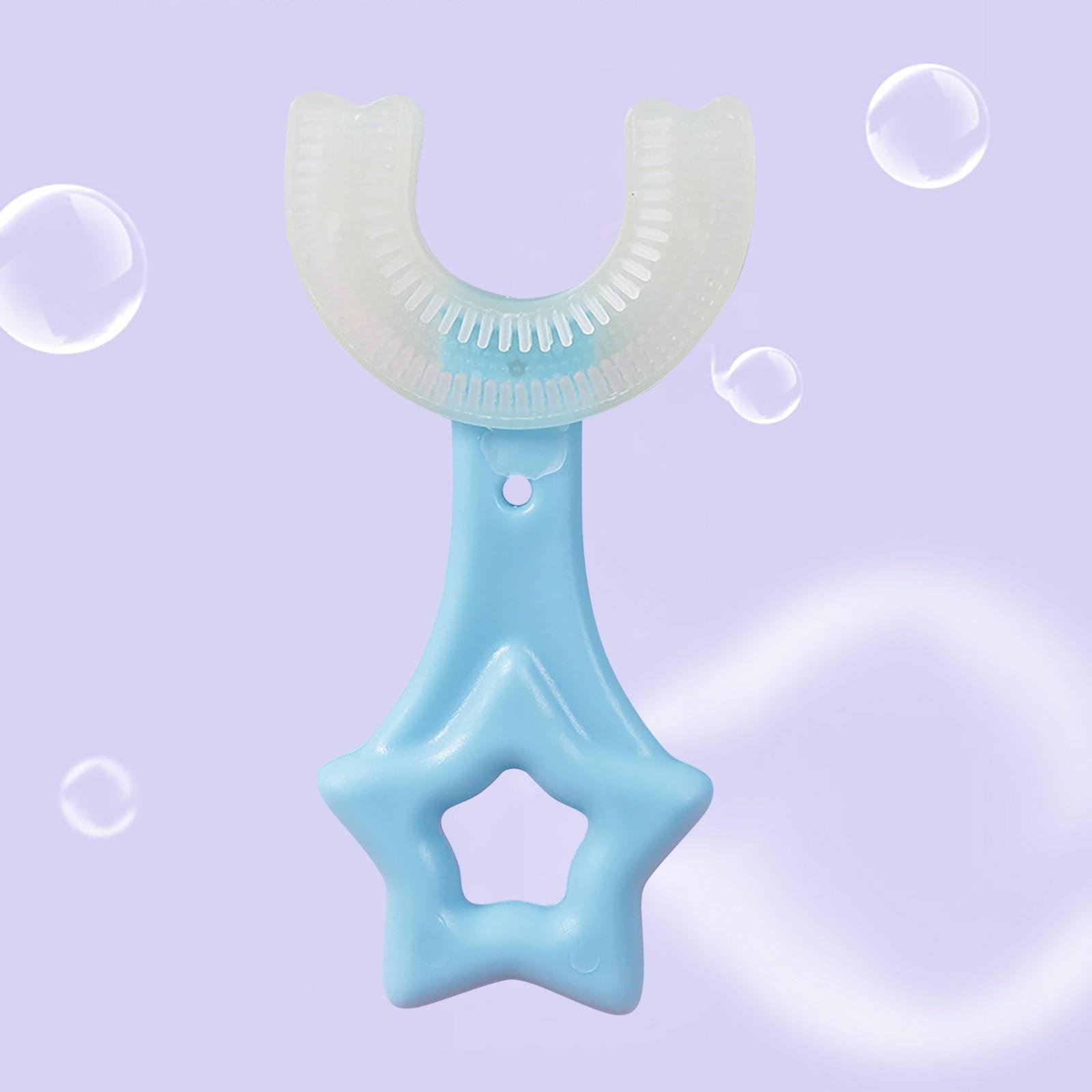 

Детская U-образная зубная щетка на 6-12 лет, насадка из мягкого силикона пищевого качества, конструкция для чистки зубов на 360 ° для малышей и детей синий