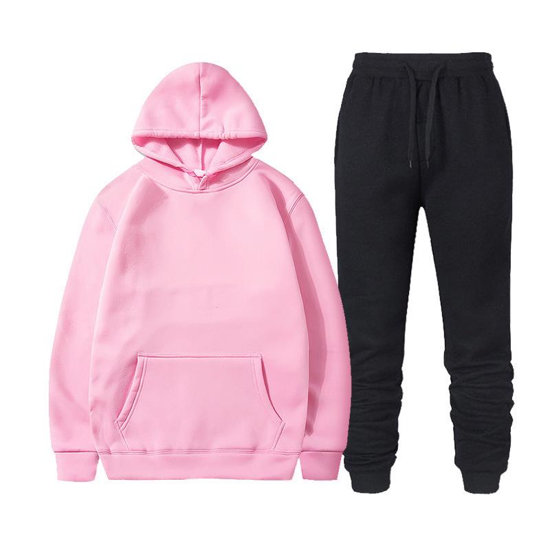 Completo da uomo con felpa con cappuccio e pantaloni della tuta in pile tinta unita