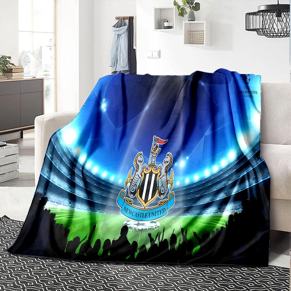 Dynamic Newcastle Football  Flannel Blanket, Soft Polyester, Modern Design, All-Season for Camping, Travel, Gifts for Holidays or Birthdays