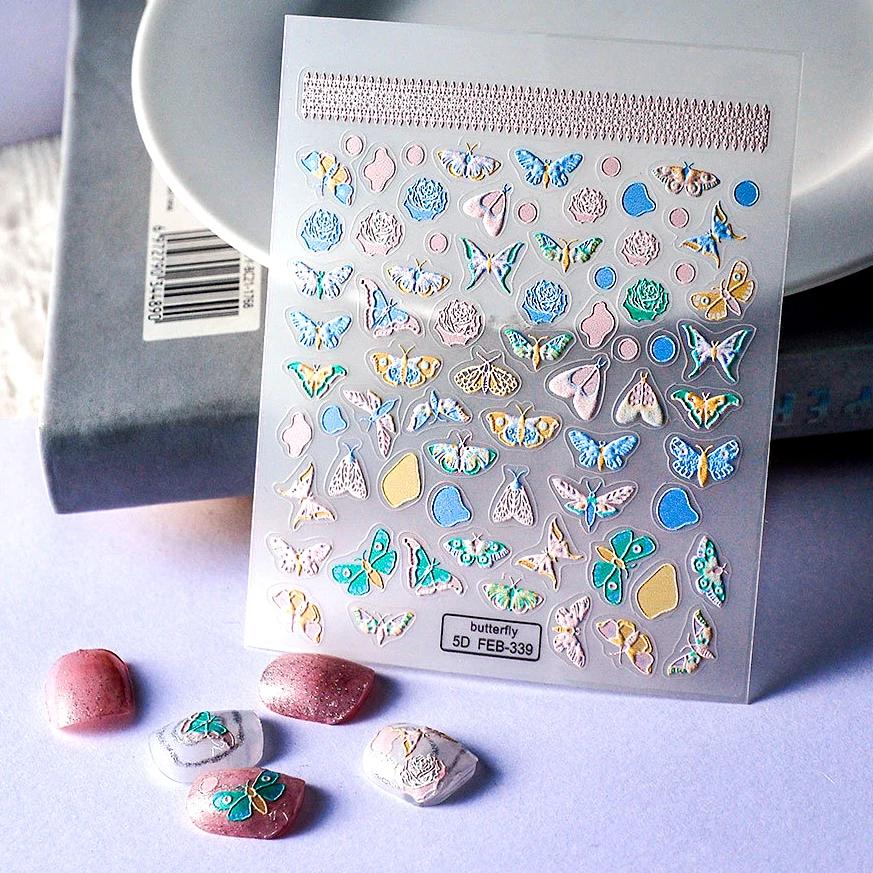 1 Piece 5D Chic Dragonfly Insect Butterfly Nail Sticker Retro Totem Nail Art Decoration Sticker Shape Nail Art Decal
