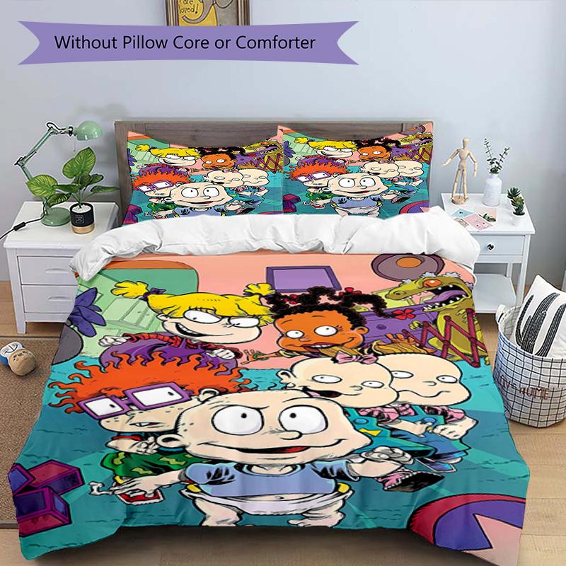 3pcs Rugrats in paris1 Design Cover Set - HD Printed Bedding with 1 Cover and 2 Pillowcases - Perfect for Home and Dorm Decor