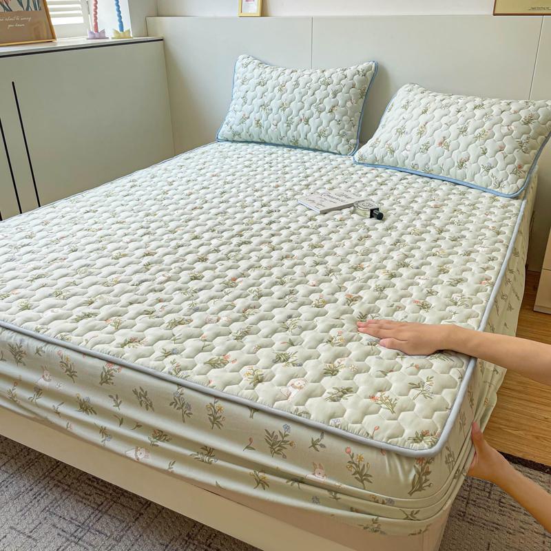 Quilted Mattress Cover Simple Print Bed Cover Thickened Fitted Sheet Home Elastic Bed Linen fundas de colchón (No Pillowcase)