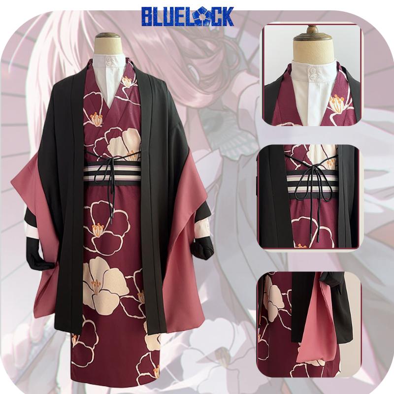 Lock Chigiri Blue Hyoma Cosplay Costume Wafuku Halloween Party Outfit Fans Gift