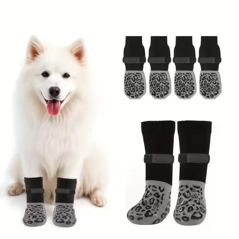 

4Pcs Dog Paw Protectors Anti-Slip Boots with Traction Adjustable Pet Socks for Injured Paws Senior Dogs M