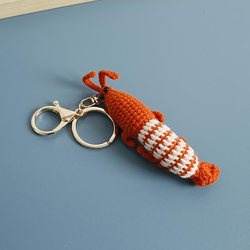 Funny Shrimp Doll Crochet Keychain Cute  Shrimp Pendant Keyrings Creative Novelty Backpack Decoration Accessories Gifts