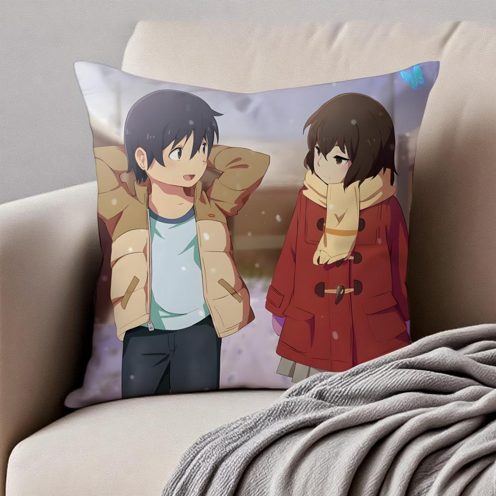 Romantic Mystery Japanese Anime EErased Cushion Cover Pillowcase Antidustmite Invisible Zipper Short Plush Sofa Cushion