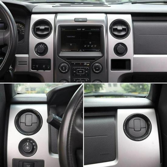 Carbon Fiber Air Condition Vent Outlet Trim Decor Ring For Ford F150 2009-2014