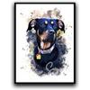 Custom Dog/Cat Portrait Watercolor Painting Framed Canvas Prints with Your Photos Wall Art for Home Decoration, Personal
