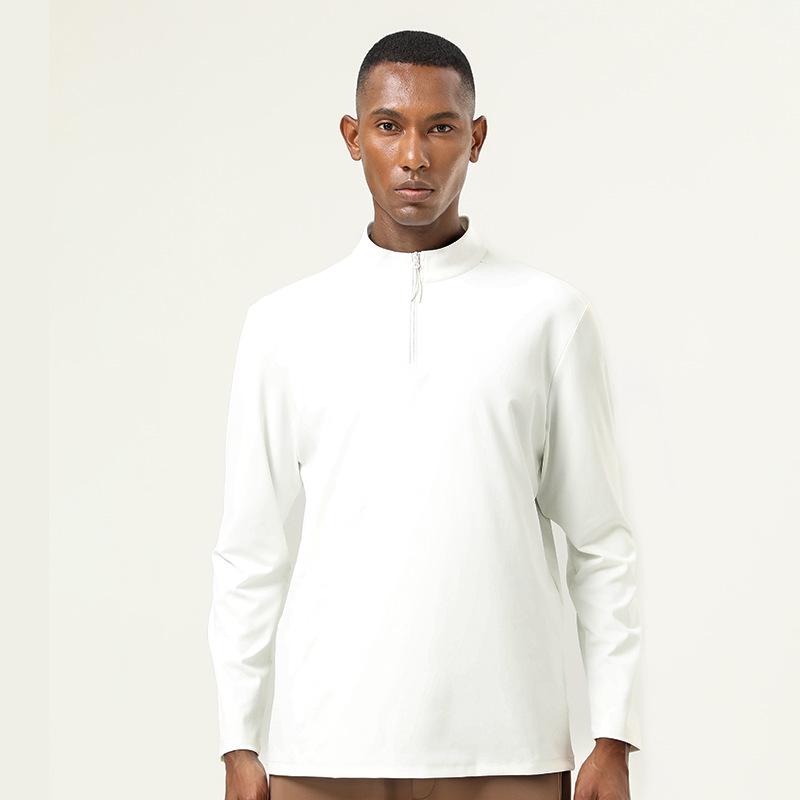 Men’s High-Elastic Long-Sleeve Zipper Henley for Autumn/Winter Running and Fitness